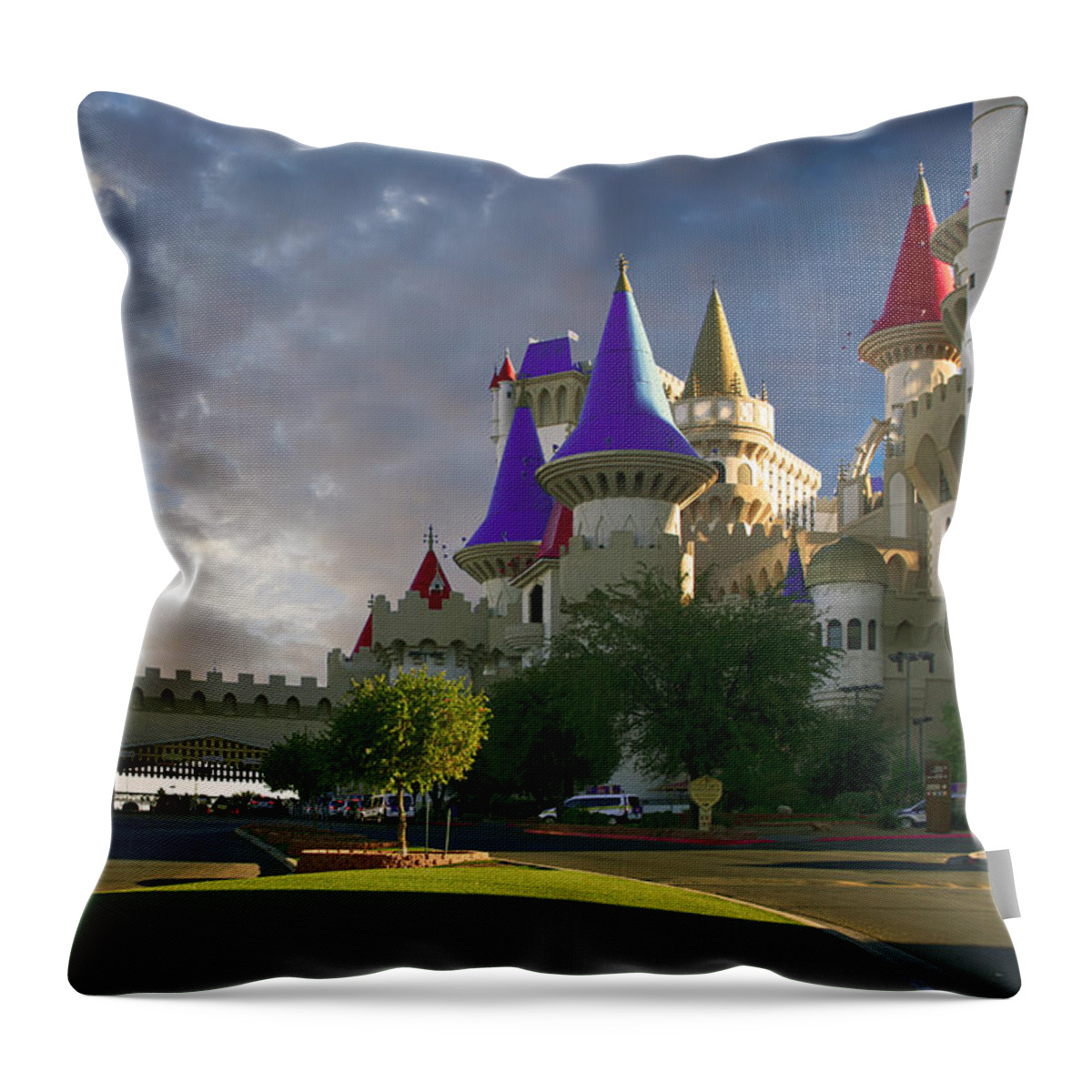Excalibur Throw Pillow featuring the photograph Excalibur fairytale hotel Vegas by Chris Smith