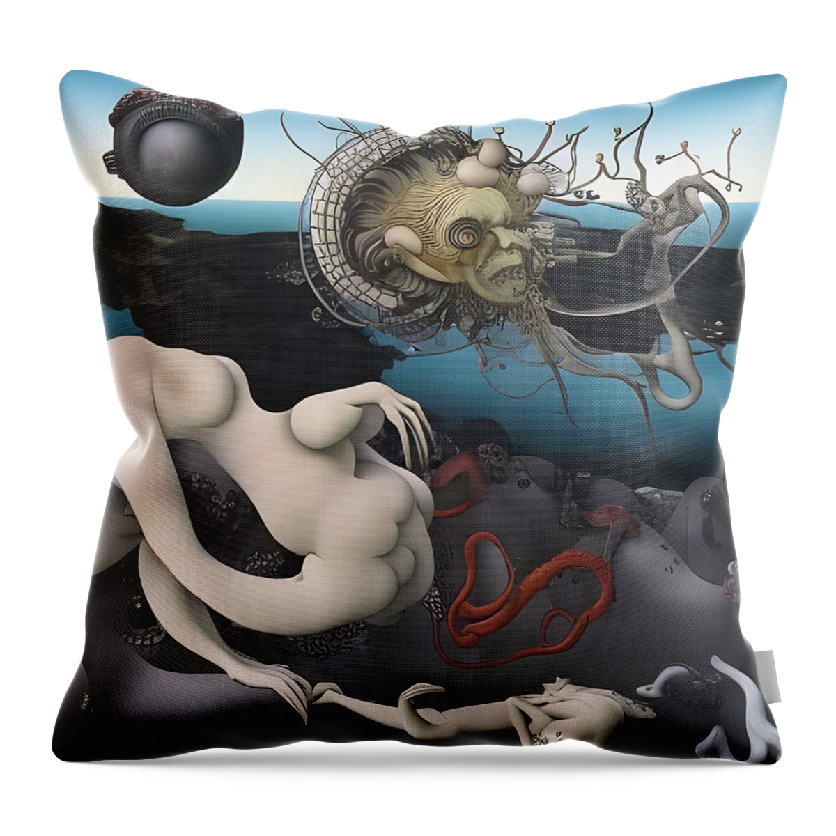 Giger Throw Pillow featuring the digital art Excursion Of The Dolls by Otto Rapp