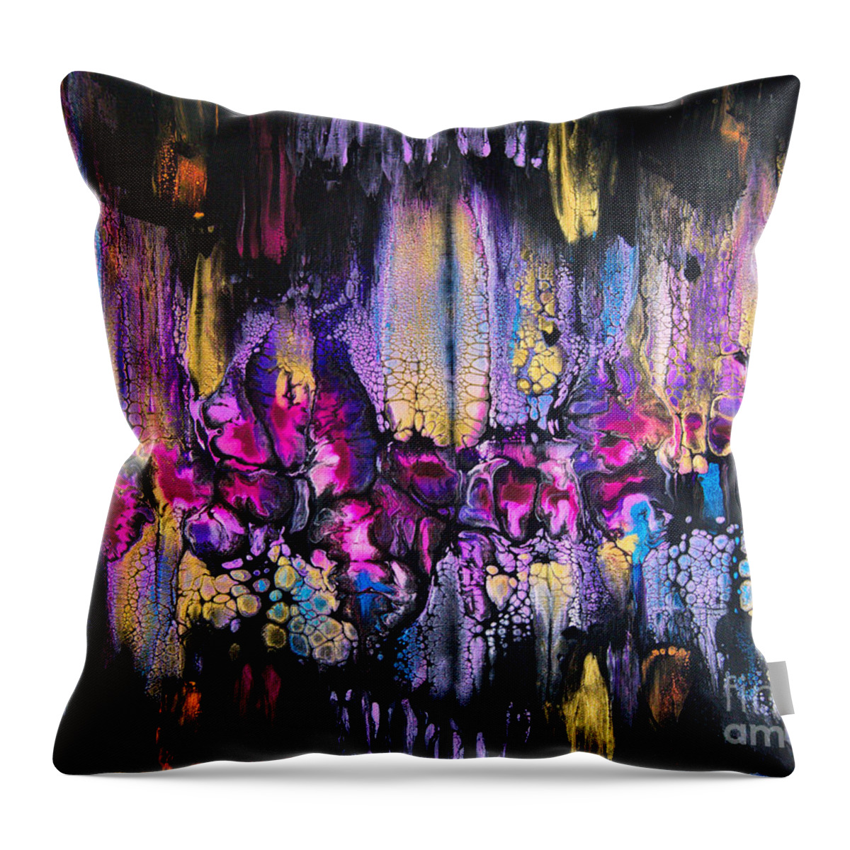 Abstract Expressionist Contemporary Modern Art Throw Pillow featuring the painting Exotic Lightshow 8027 by Priscilla Batzell Expressionist Art Studio Gallery