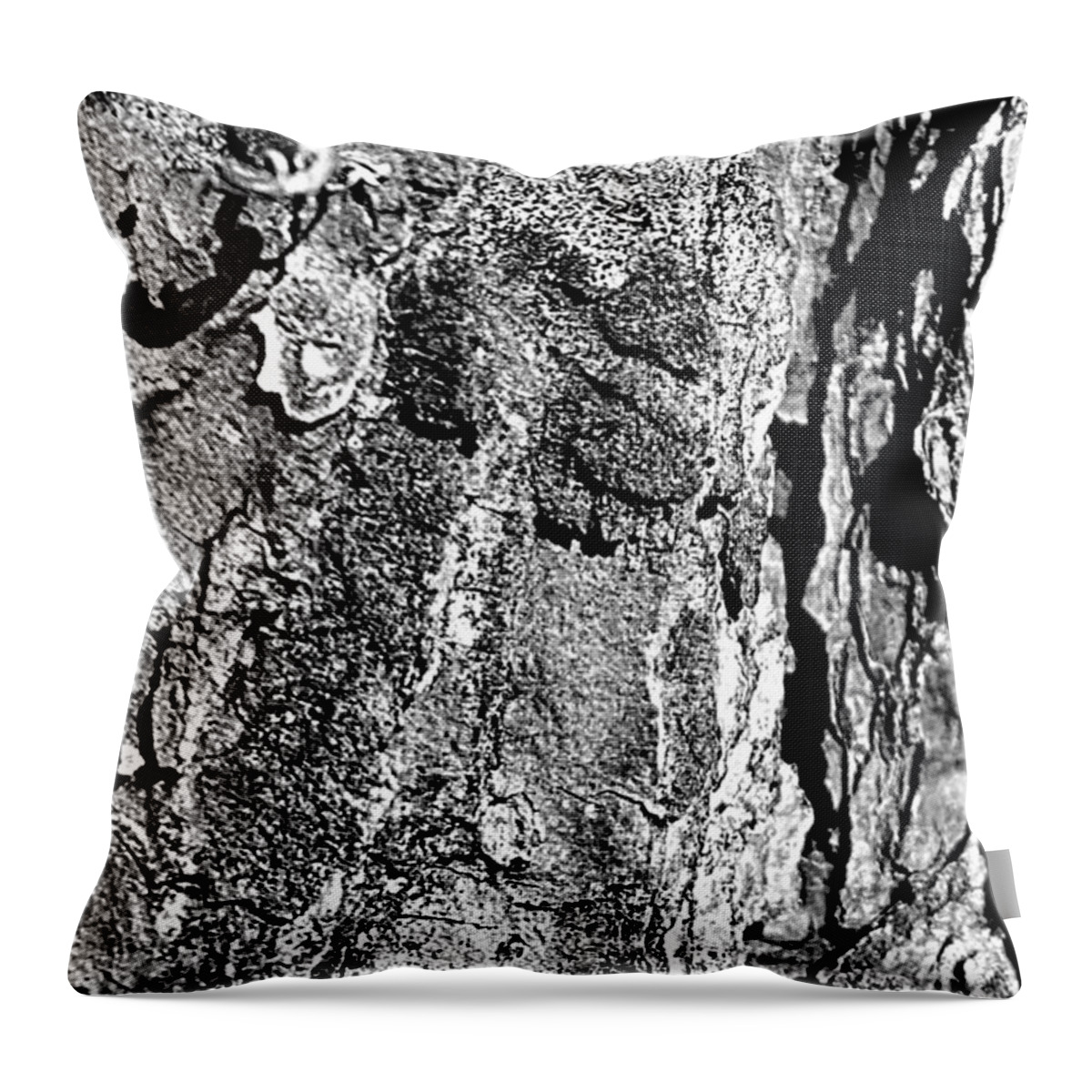 Wood Throw Pillow featuring the photograph EXPOSED Pine Bark BW by Lee Darnell
