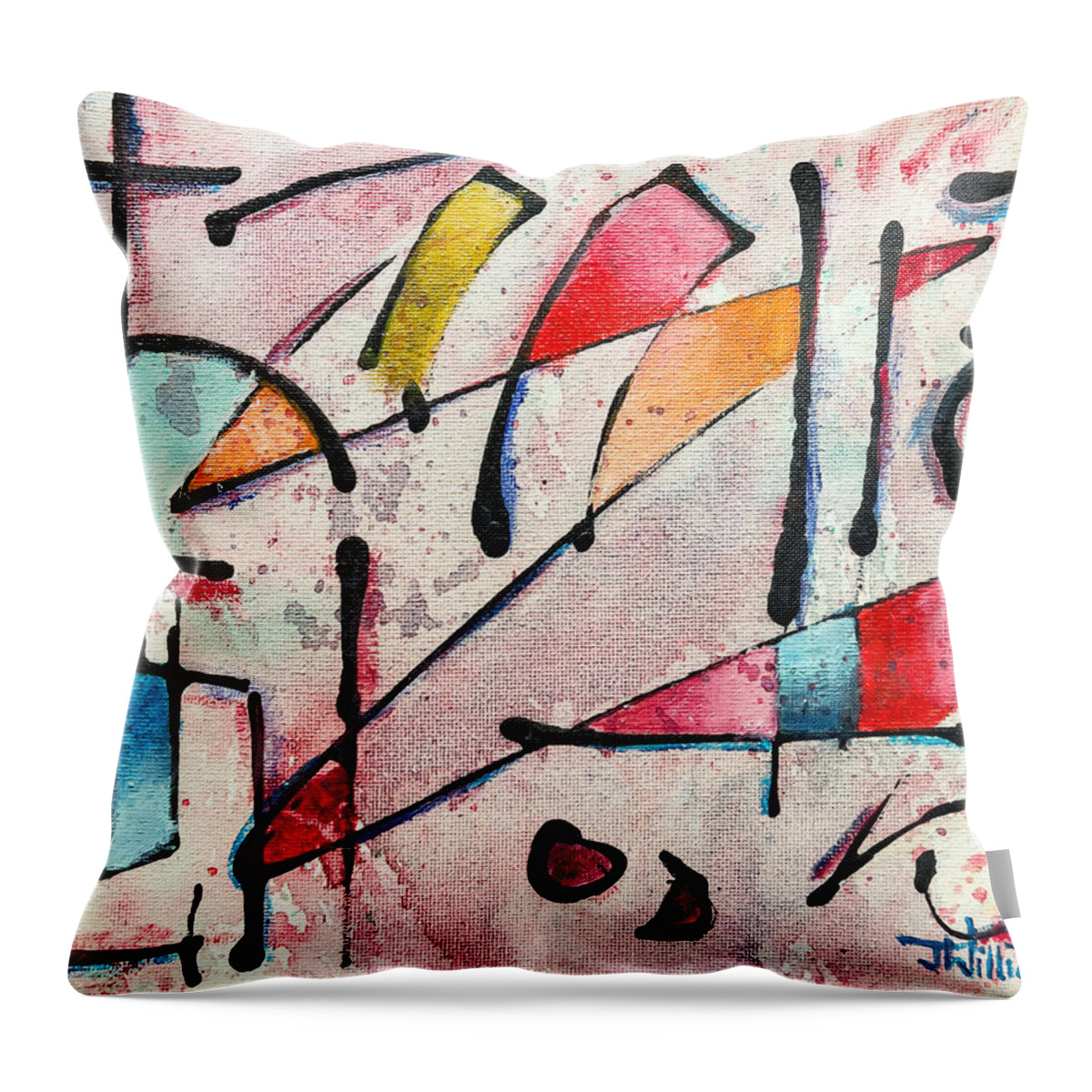 Abstract Throw Pillow featuring the painting Expression # 15 by Jason Williamson