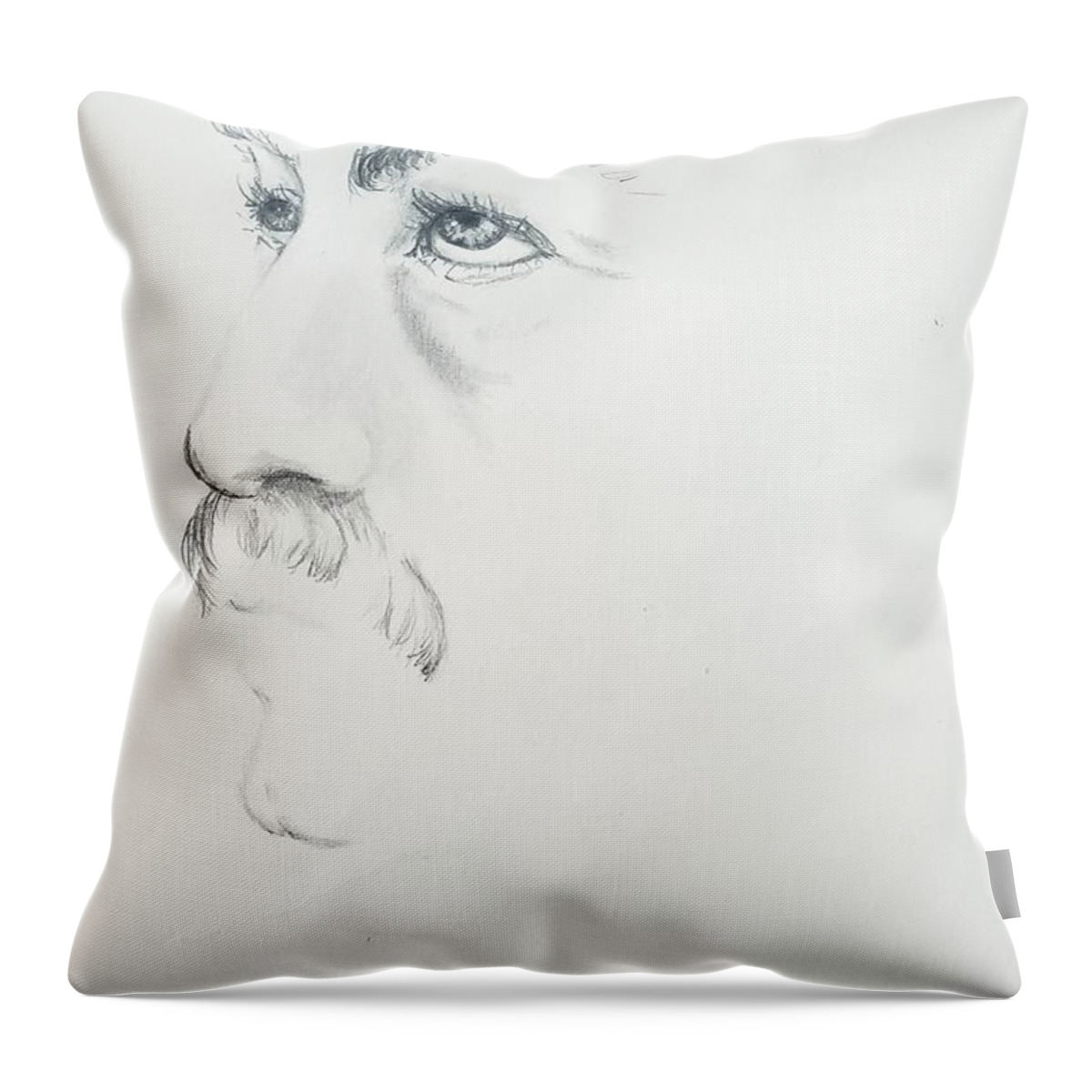 Portrait Throw Pillow featuring the drawing Eyebrow by Merana Cadorette