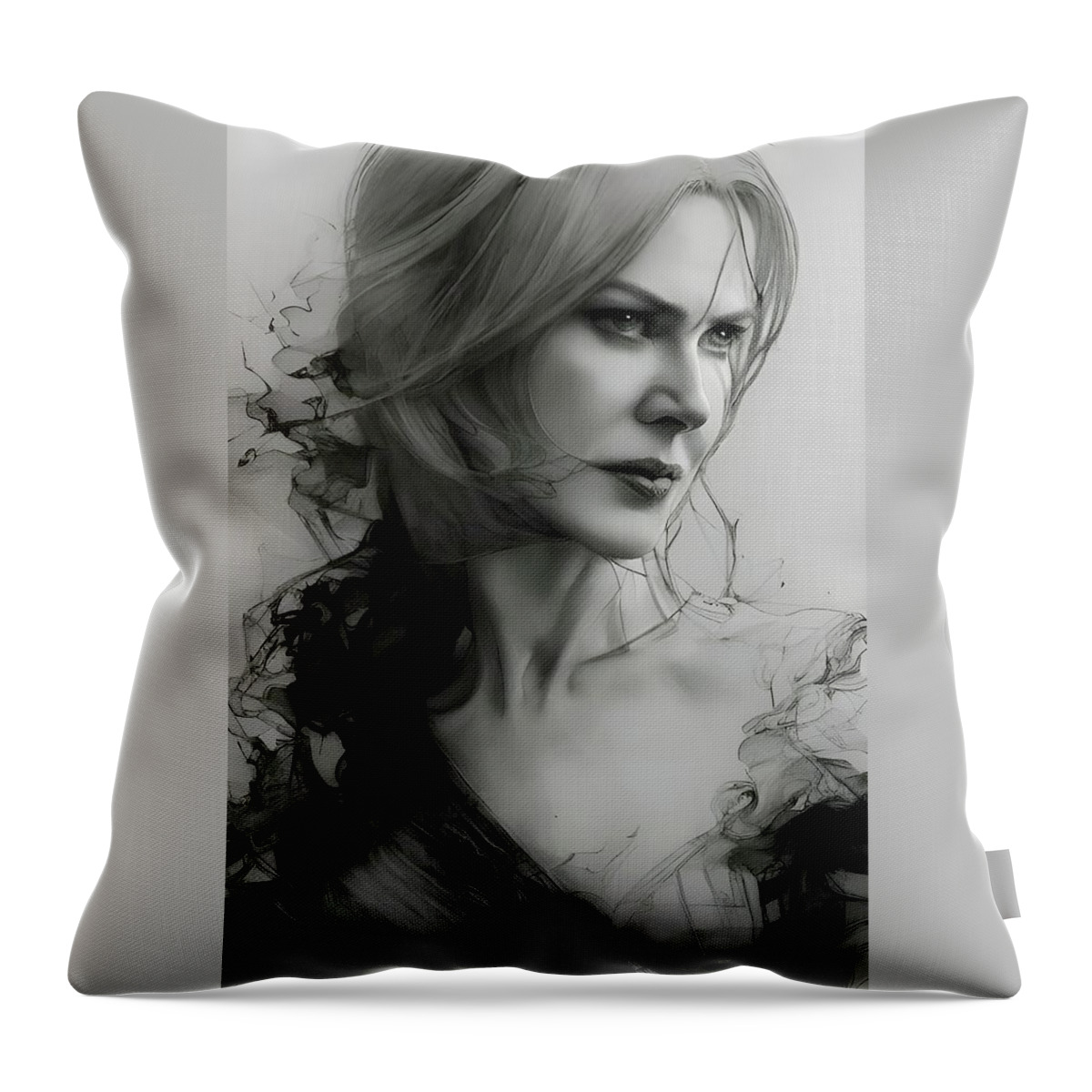 Nicole Kidman Throw Pillow featuring the digital art Eyes Wide Shut - Nicole Kidman by Fred Larucci