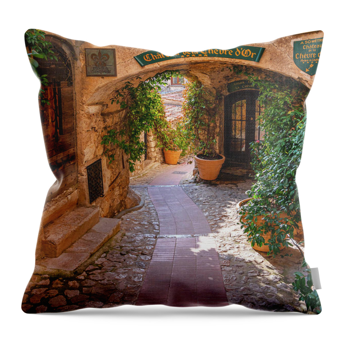 Jenny Rainbow Fine Art Photography Throw Pillow featuring the photograph Eze - Medieval Village of France 9 by Jenny Rainbow