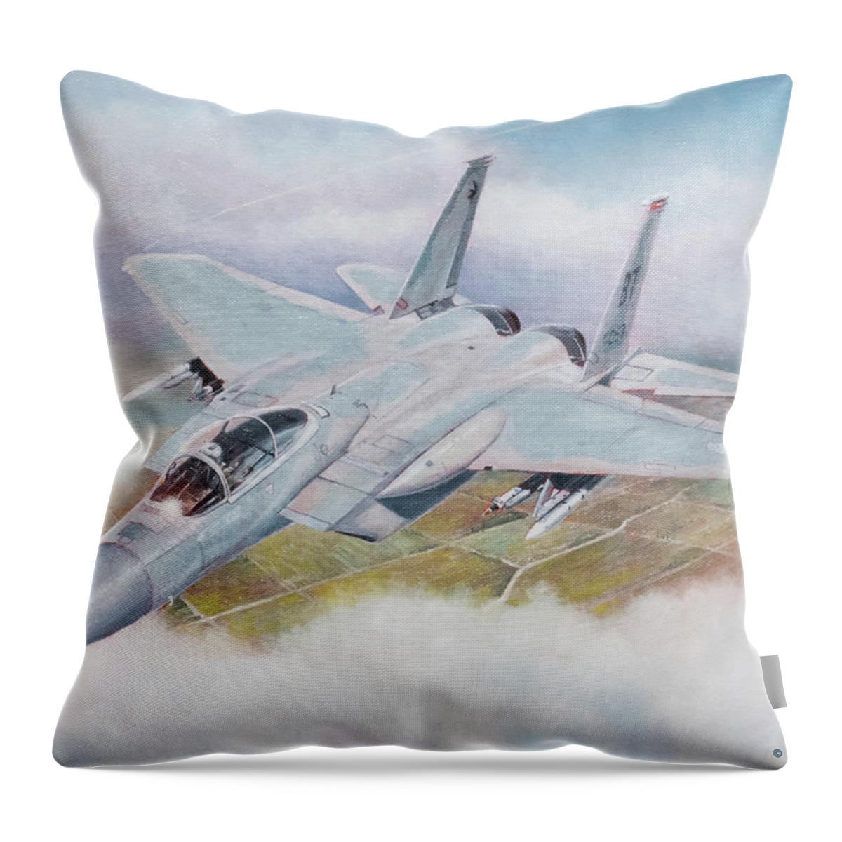 Aircraft Throw Pillow featuring the painting F-15C Eagle by Douglas Castleman