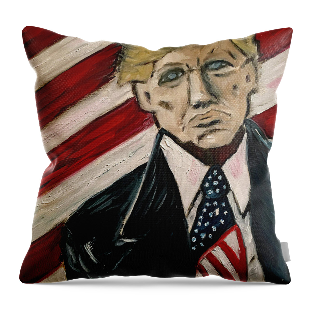 Trump Throw Pillow featuring the painting Face of Freedom by Roxy Rich