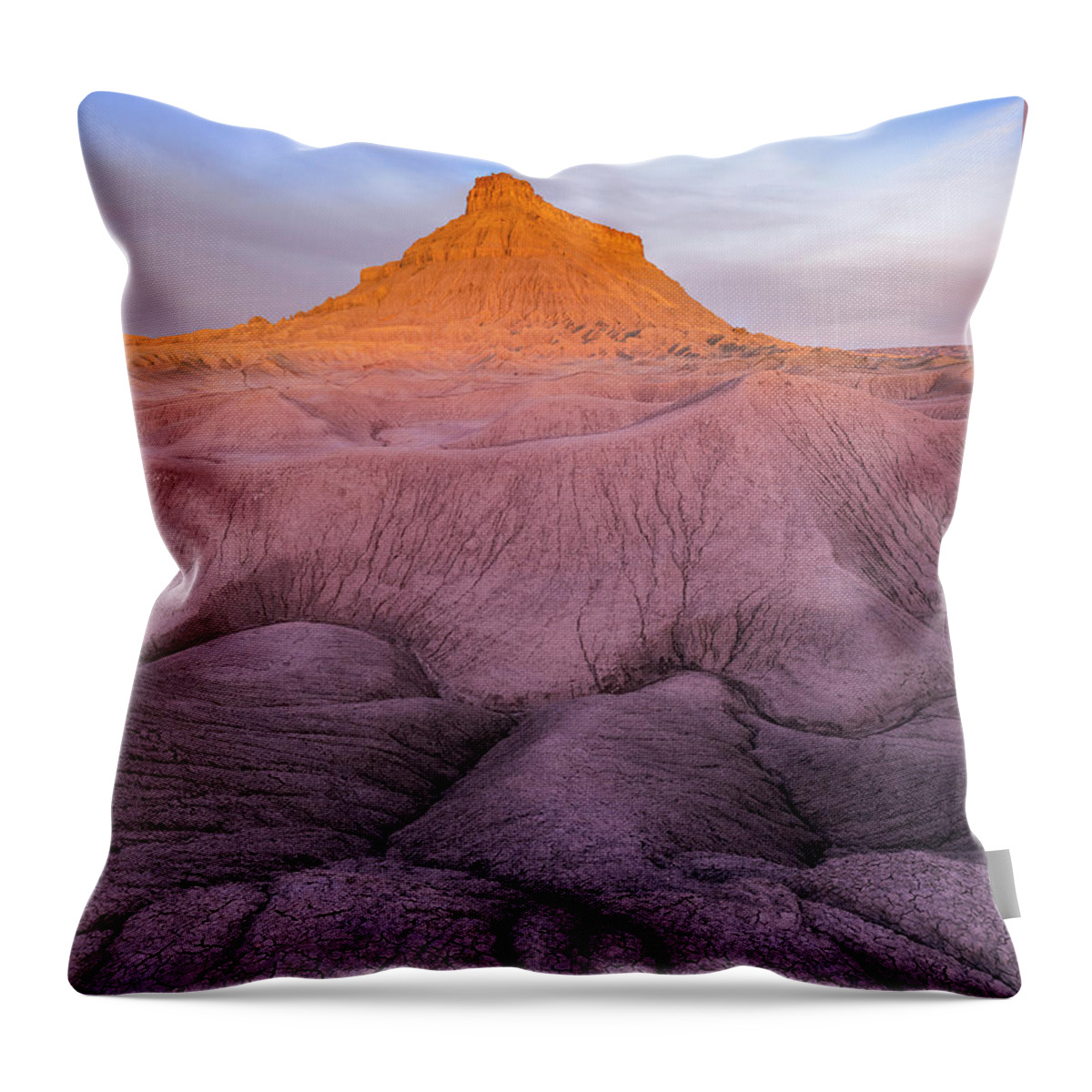 Art Throw Pillow featuring the photograph Factory Butte by Edgars Erglis