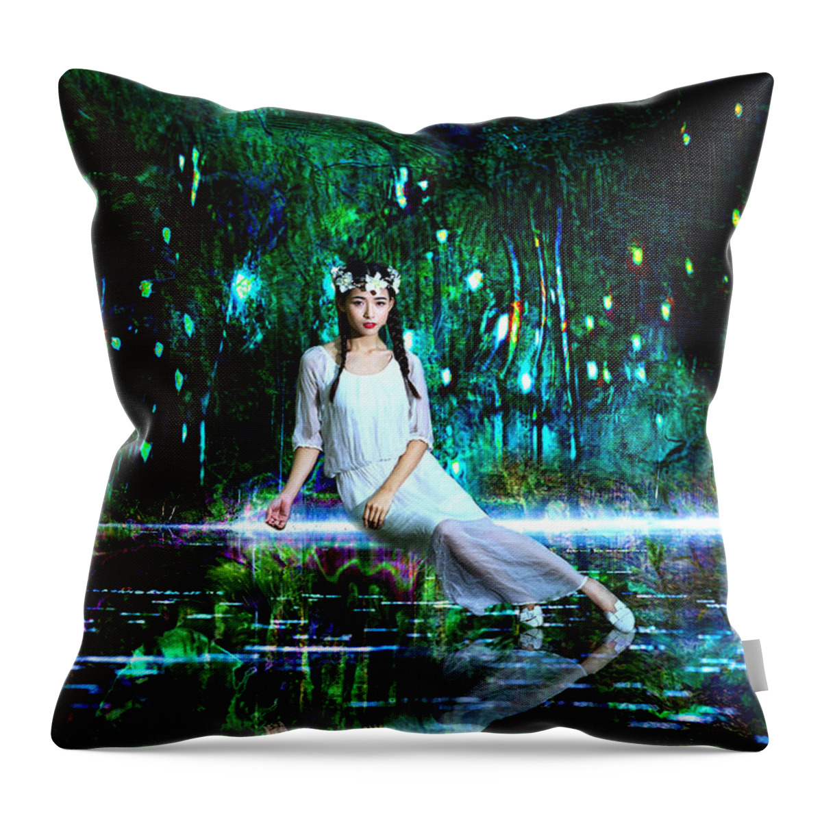 Fairy Throw Pillow featuring the digital art Faery Forest 6a by Lisa Yount