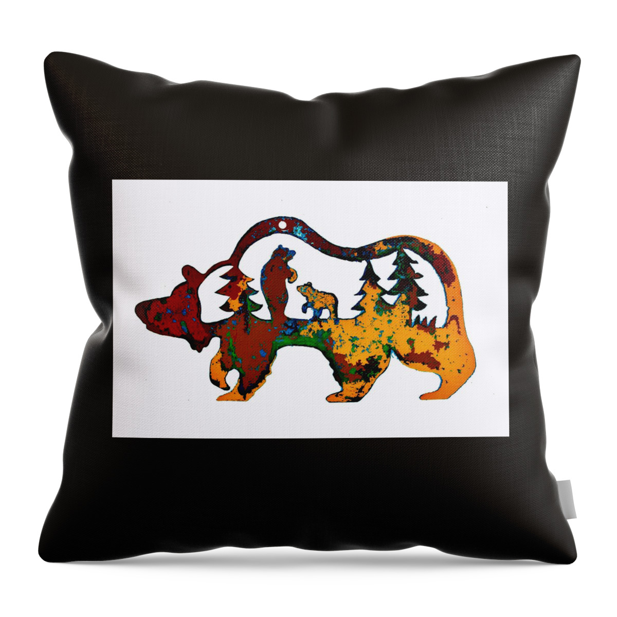 Three Bears Throw Pillow featuring the photograph Fall Bears 1 by Larry Campbell