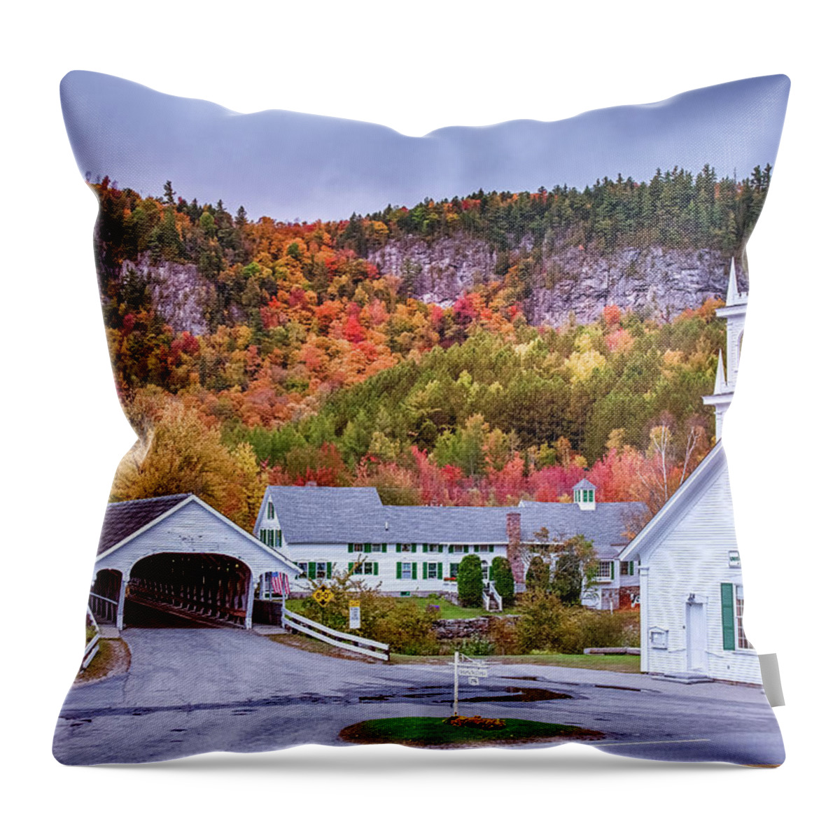 Stark Nh Throw Pillow featuring the photograph Fall Colors over Stark NH by Jeff Folger