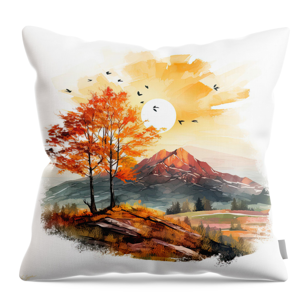 Four Seasons Throw Pillow featuring the digital art Fall Festiveness - Four Seasons of Color by Lourry Legarde