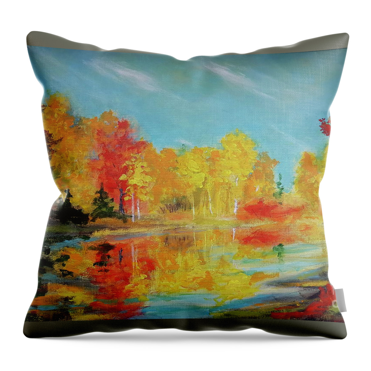 Acrylic Throw Pillow featuring the painting Fall Impressions by Petra Burgmann