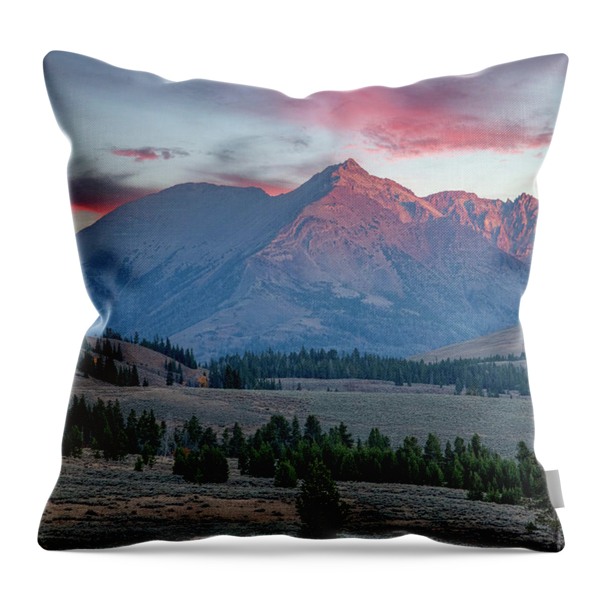 Wyoming Throw Pillow featuring the photograph Fall Sunrise, Yellowstone's Electric Peak by Marcy Wielfaert