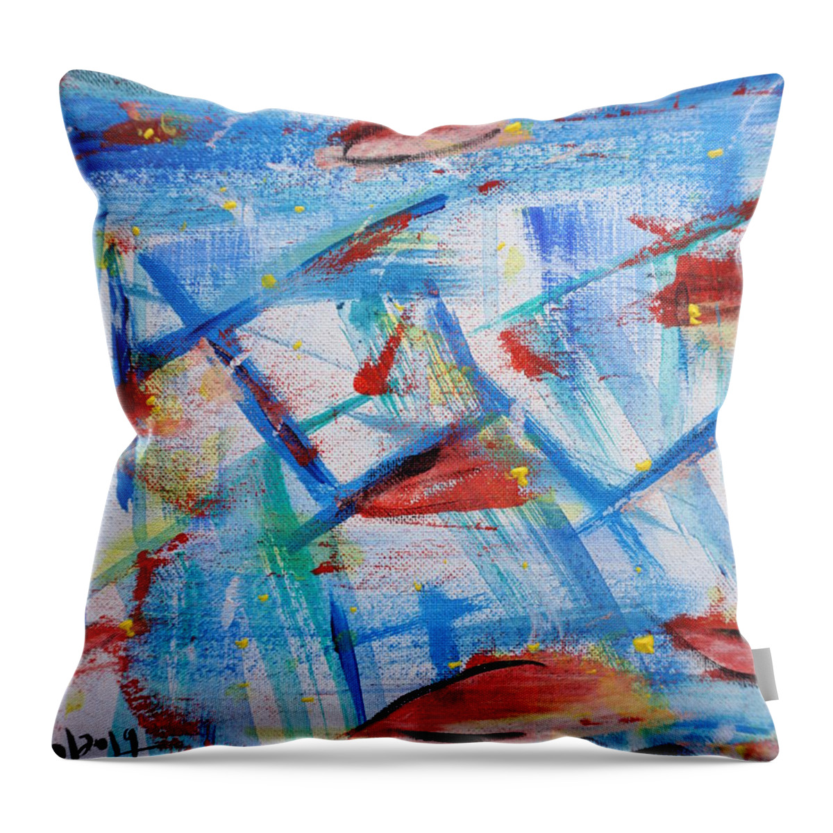 Fall Throw Pillow featuring the painting Fall Through My Window by Brent Knippel