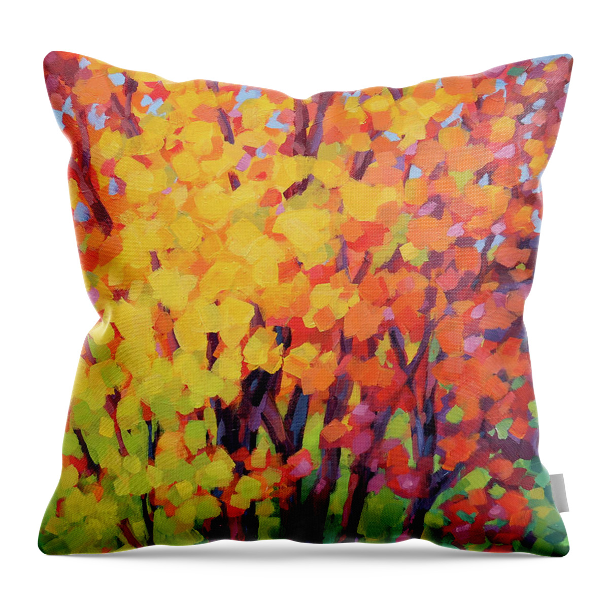 Fall Throw Pillow featuring the painting Fall Trees by Karen Ilari