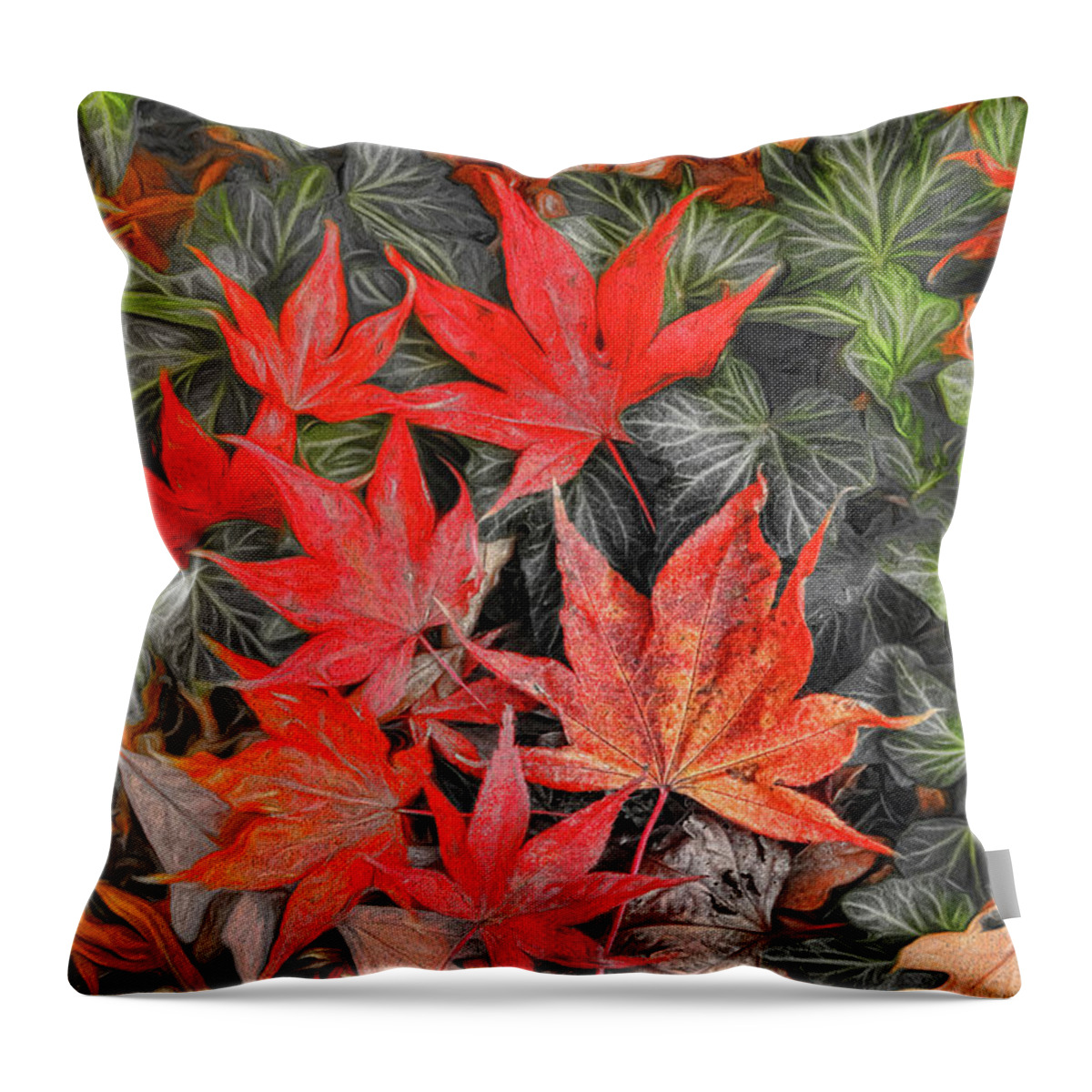 Leaves Throw Pillow featuring the photograph Fallen Leaves by Ola Allen