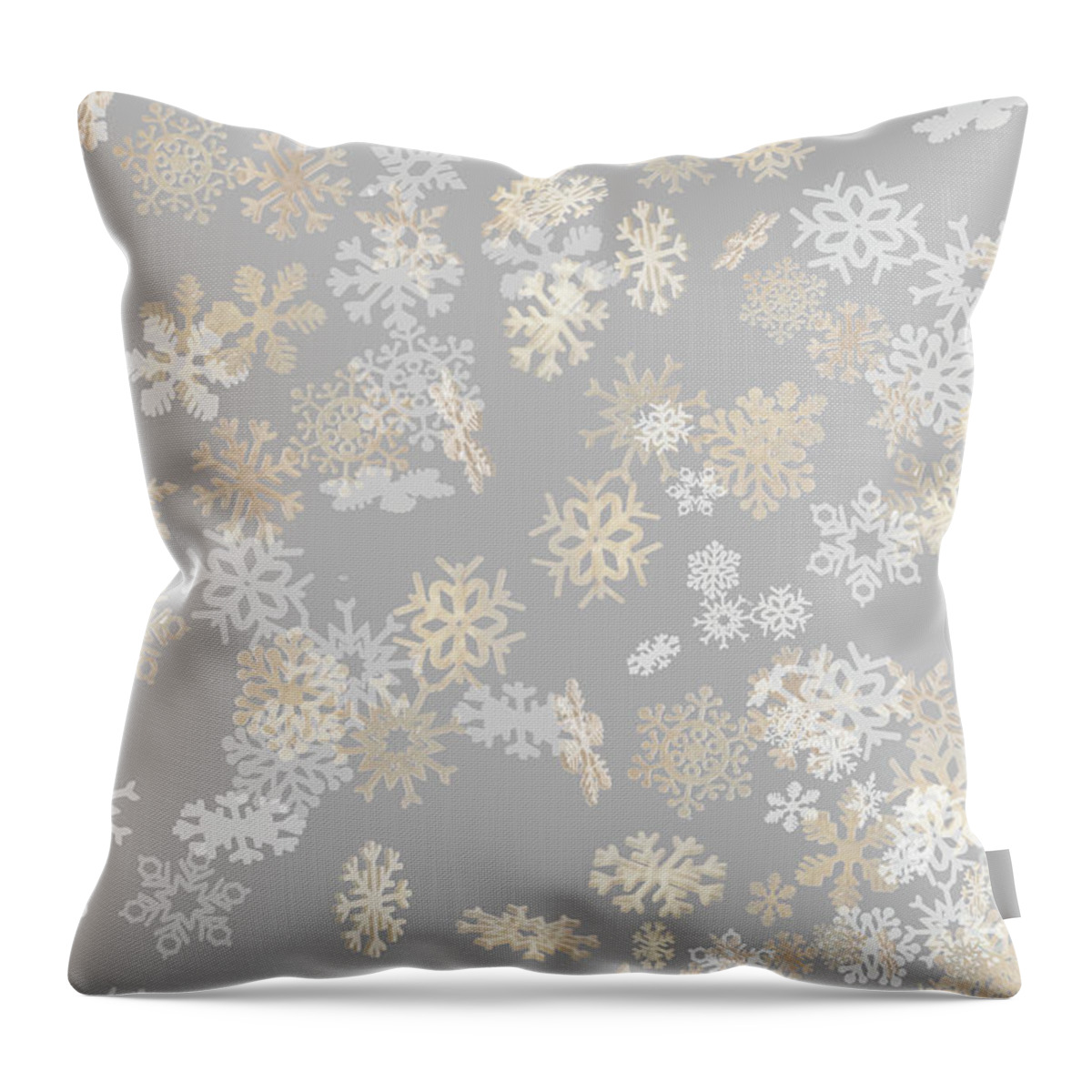 Snowflake Throw Pillow featuring the photograph Falling snowflakes pattern on grey background by Simon Bratt
