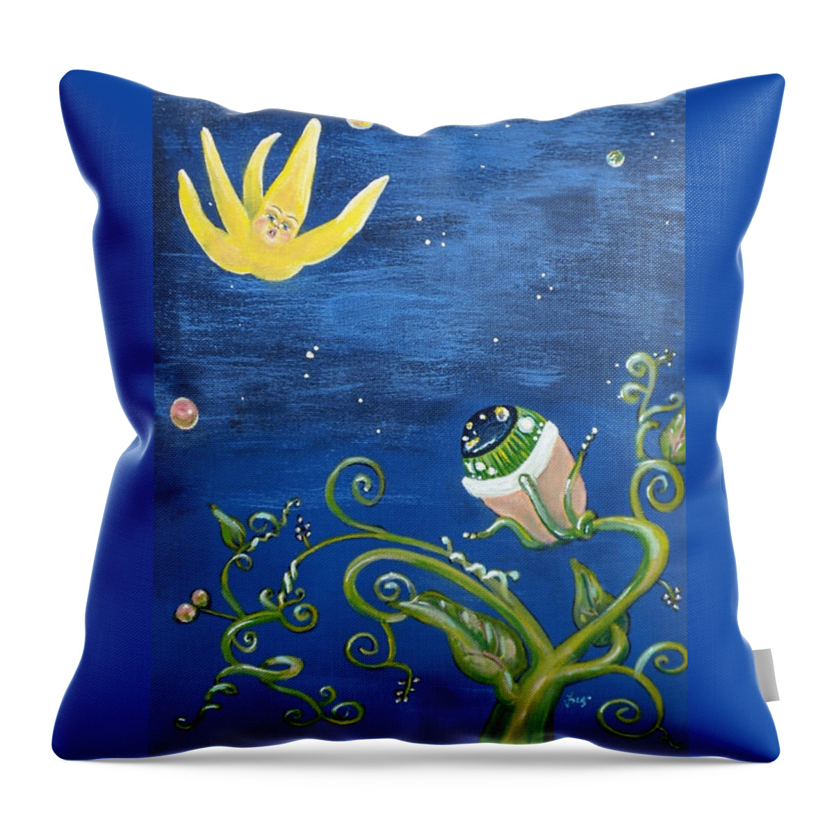 Surreal Throw Pillow featuring the painting Falling Star and Venus Eyesnap by Vicki Noble