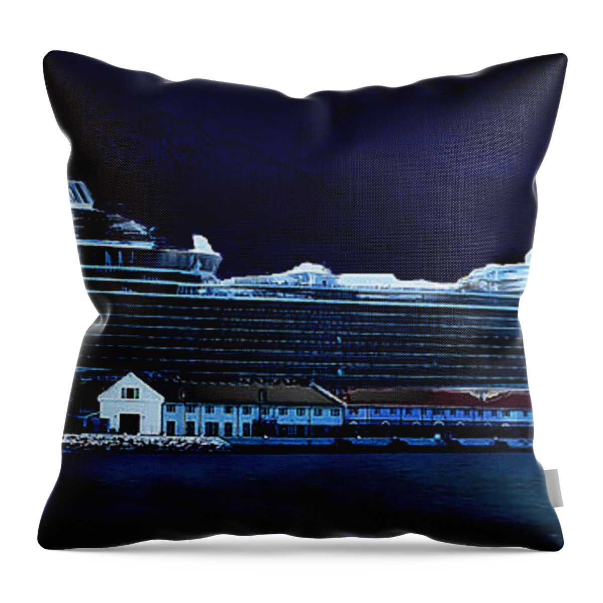 Falmouth Throw Pillow featuring the digital art Falmouth Blue Moon 2 by Aldane Wynter