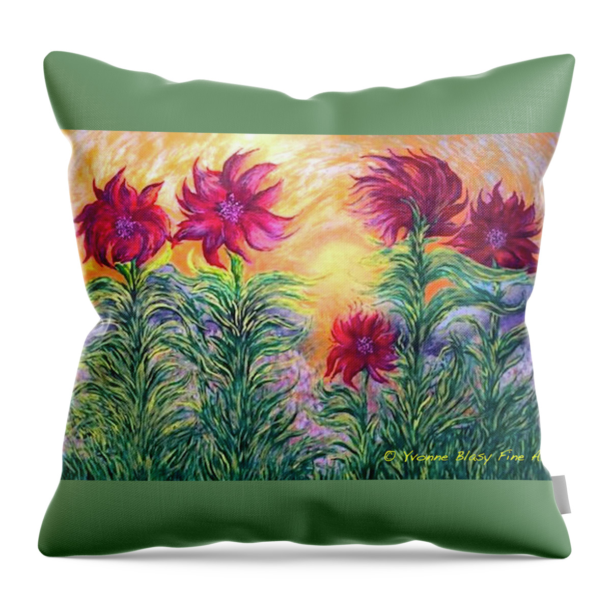 Floral Throw Pillow featuring the painting Family Of Flowers by Yvonne Blasy