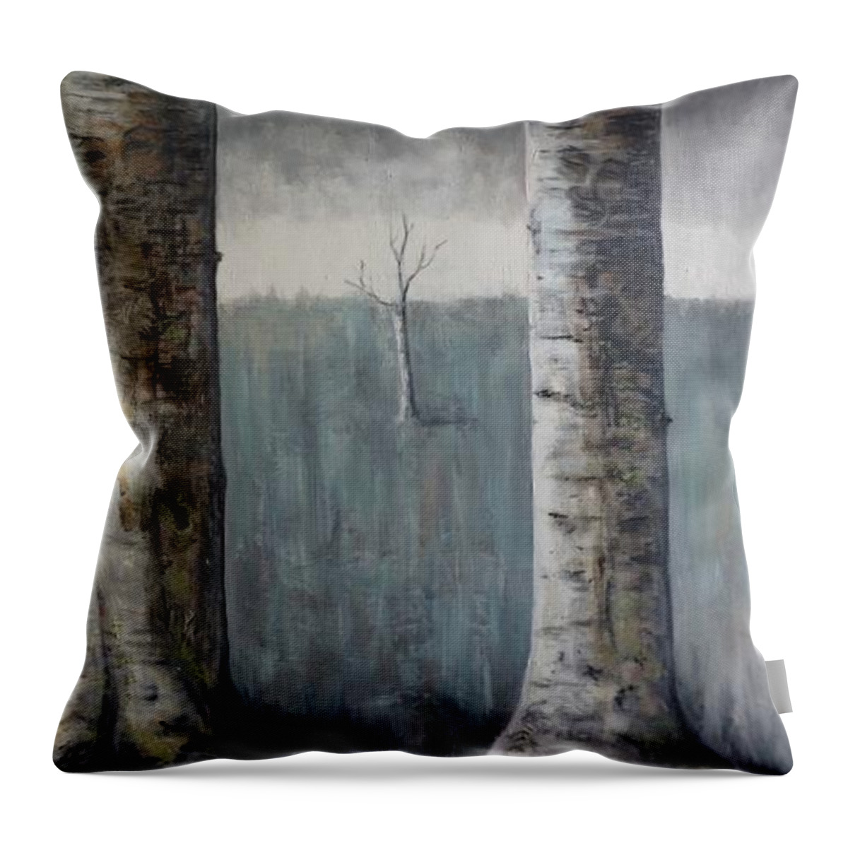 Landscape Throw Pillow featuring the painting Family Tree by Yvonne Ayoub