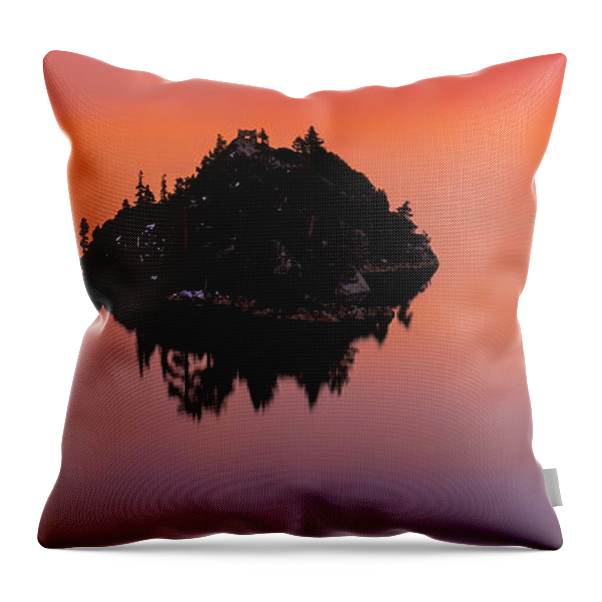 Fannette Island Throw Pillow featuring the photograph Fannette Island Lake Tahoe - Last Sunset of the decade by Brad Scott