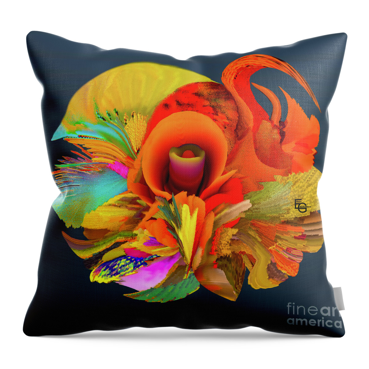 Flower Throw Pillow featuring the mixed media Fantasy Flowers Of My Dreams 04.03.2023 by Elena Gantchikova