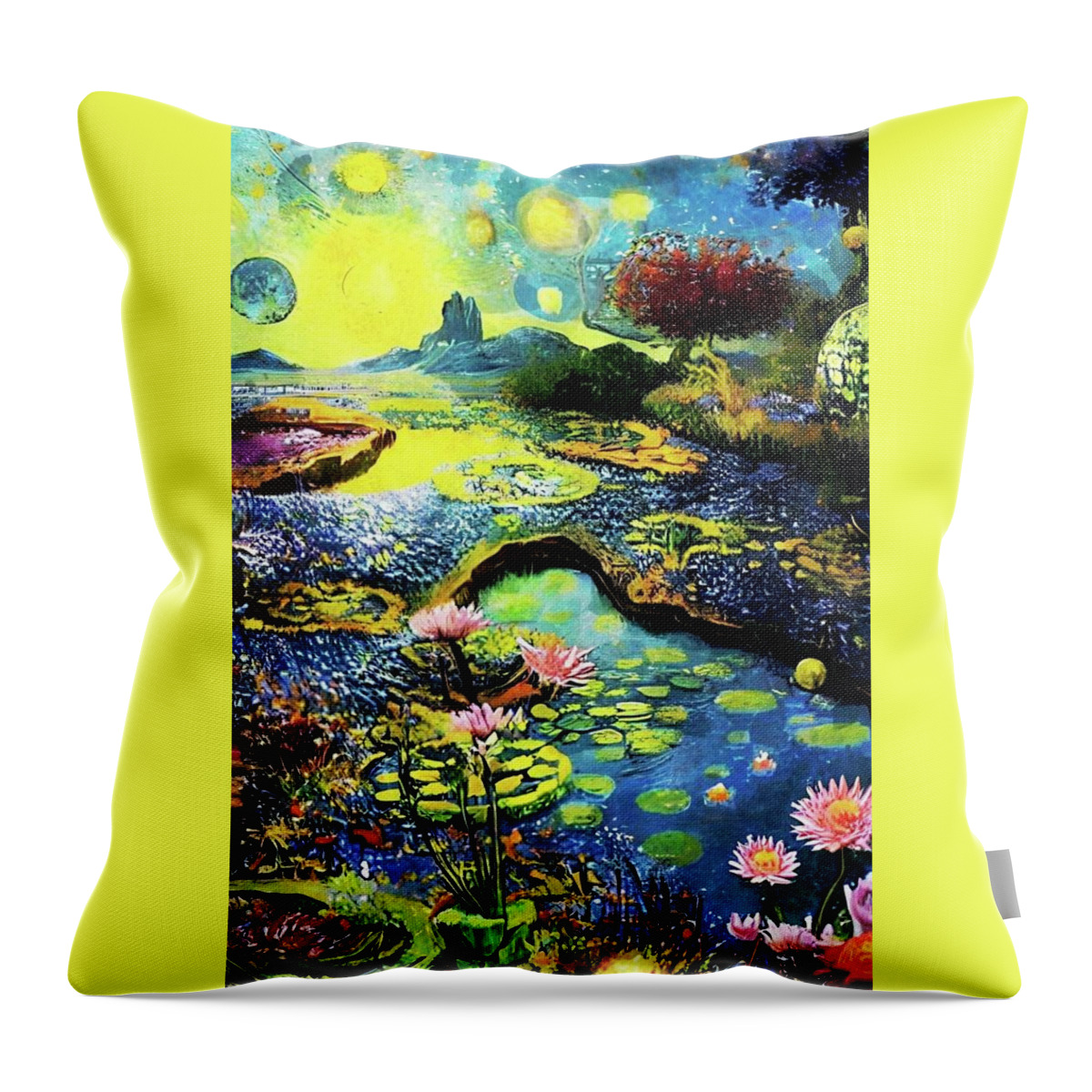 Garden Throw Pillow featuring the digital art Fantasy Garden by Ally White
