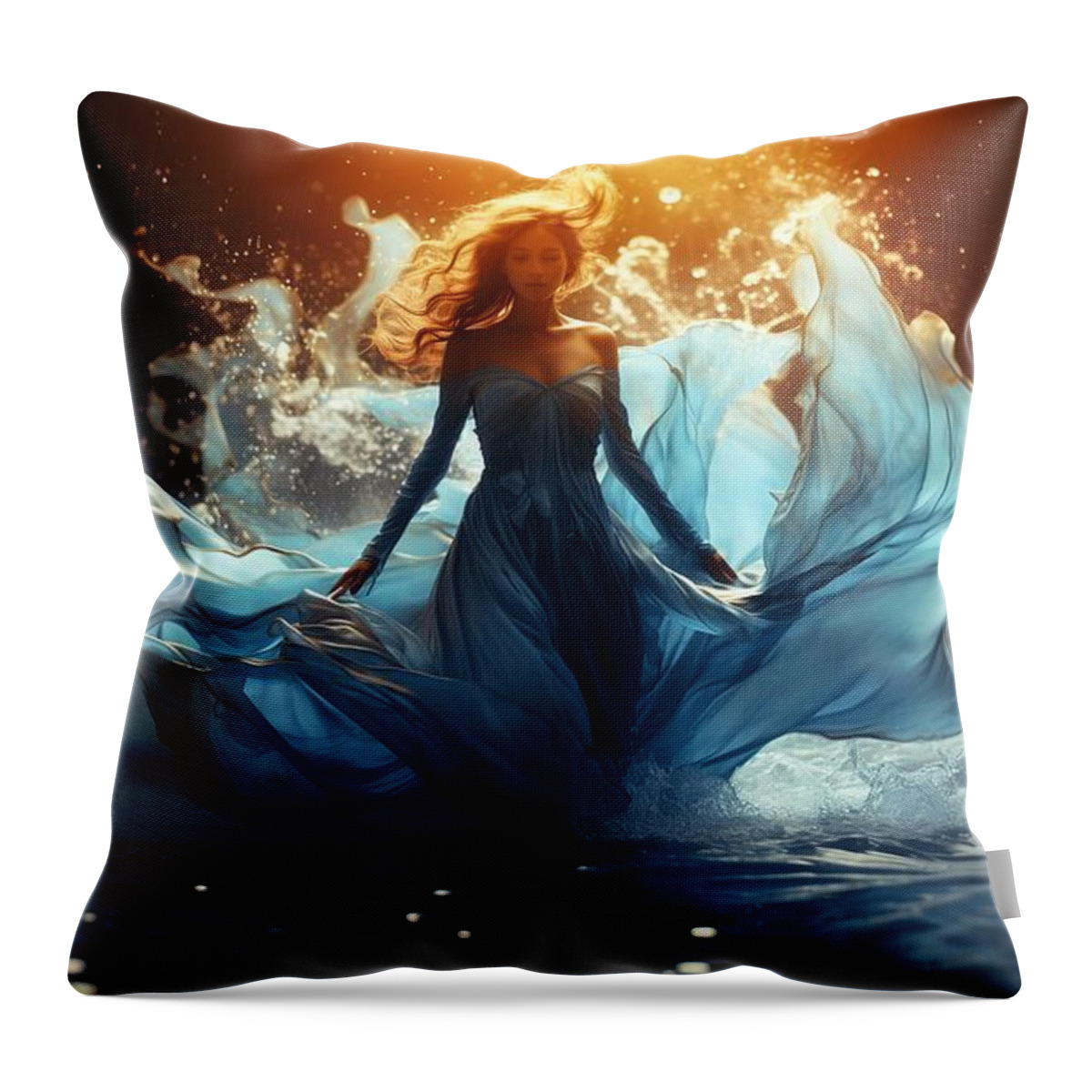 Woman Throw Pillow featuring the digital art Fantasy Water Nymph by Lilia S