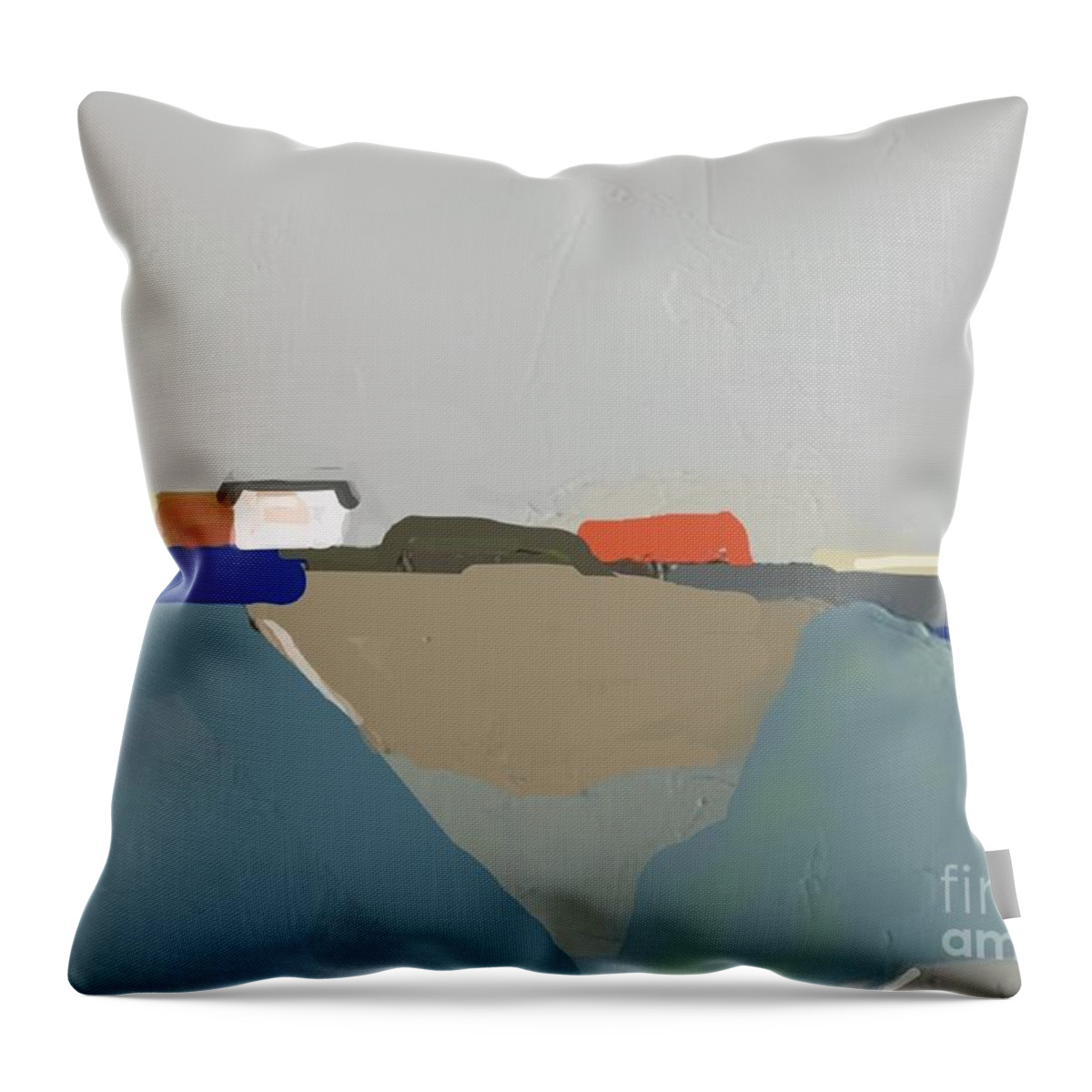 Farm Throw Pillow featuring the painting Farm - abstract landscape by Vesna Antic