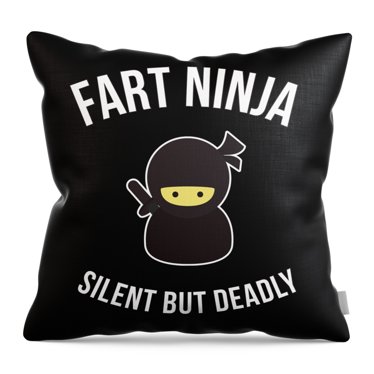 Funny Throw Pillow featuring the digital art Fart Ninja Silent But Deadly by Flippin Sweet Gear