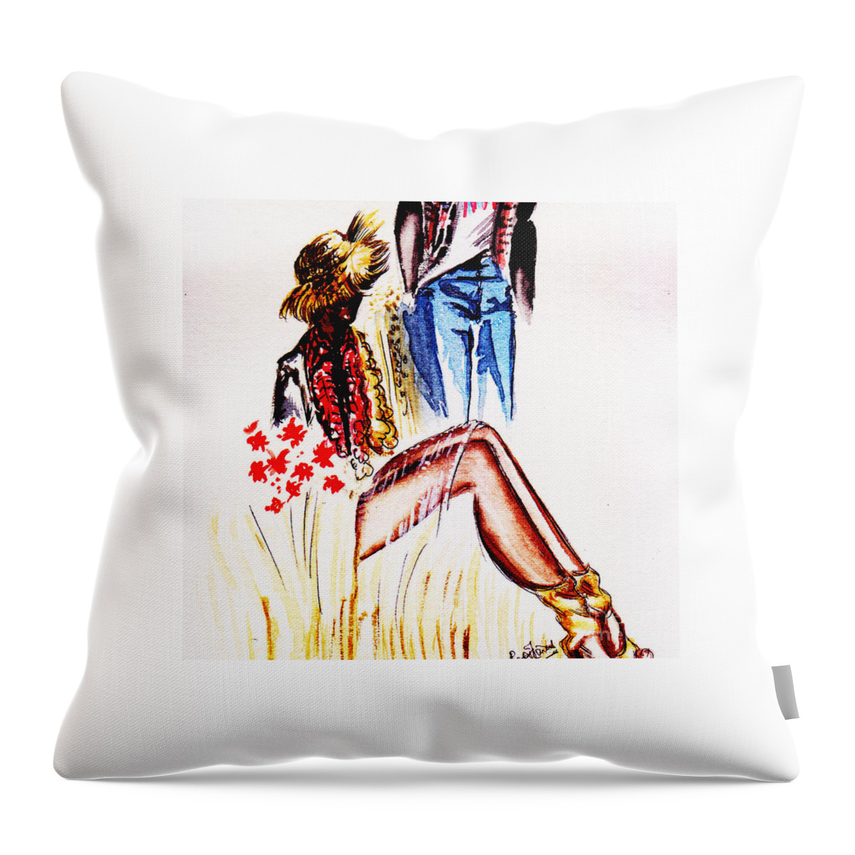 Fashion Illustration Painting Throw Pillow featuring the painting Fashion illustration by Remy Francis
