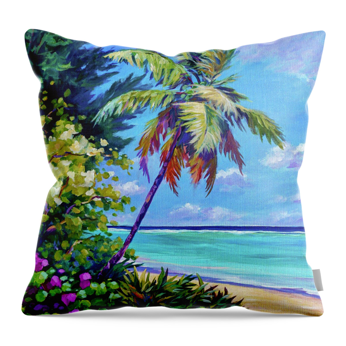 Beach Throw Pillow featuring the painting Favorite Beach by John Clark