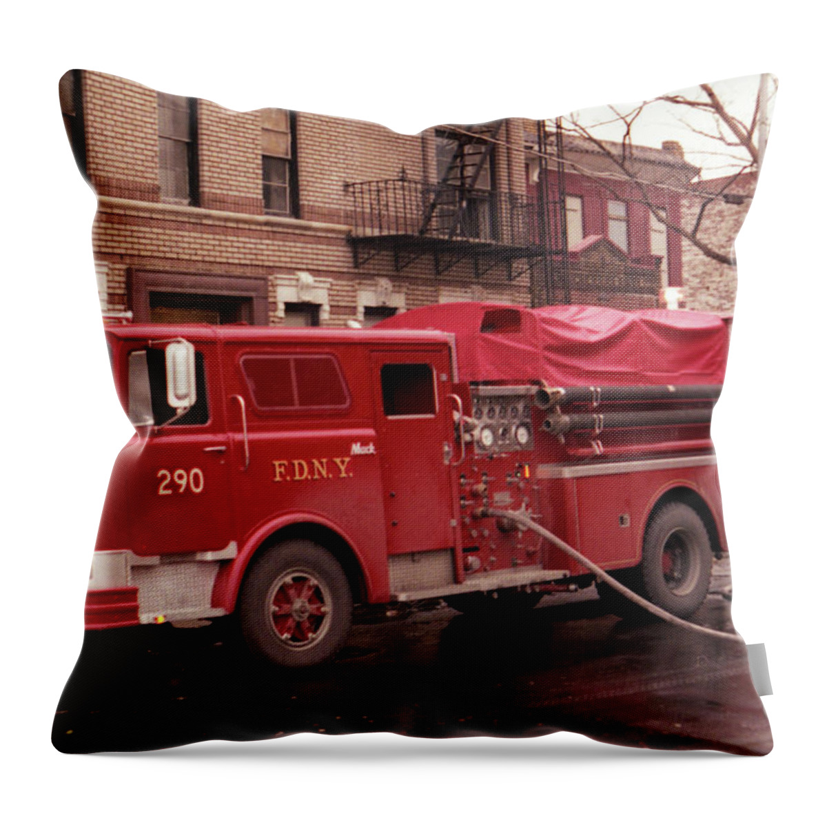 Fdny Throw Pillow featuring the photograph FDNY Engine Company 290 by Steven Spak