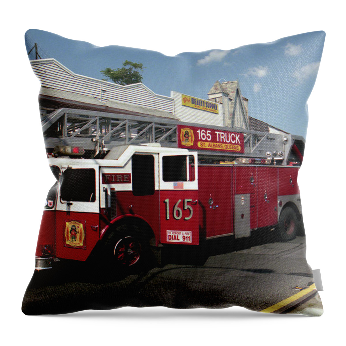 Fdny Throw Pillow featuring the photograph FDNY Ladder 165 by Steven Spak