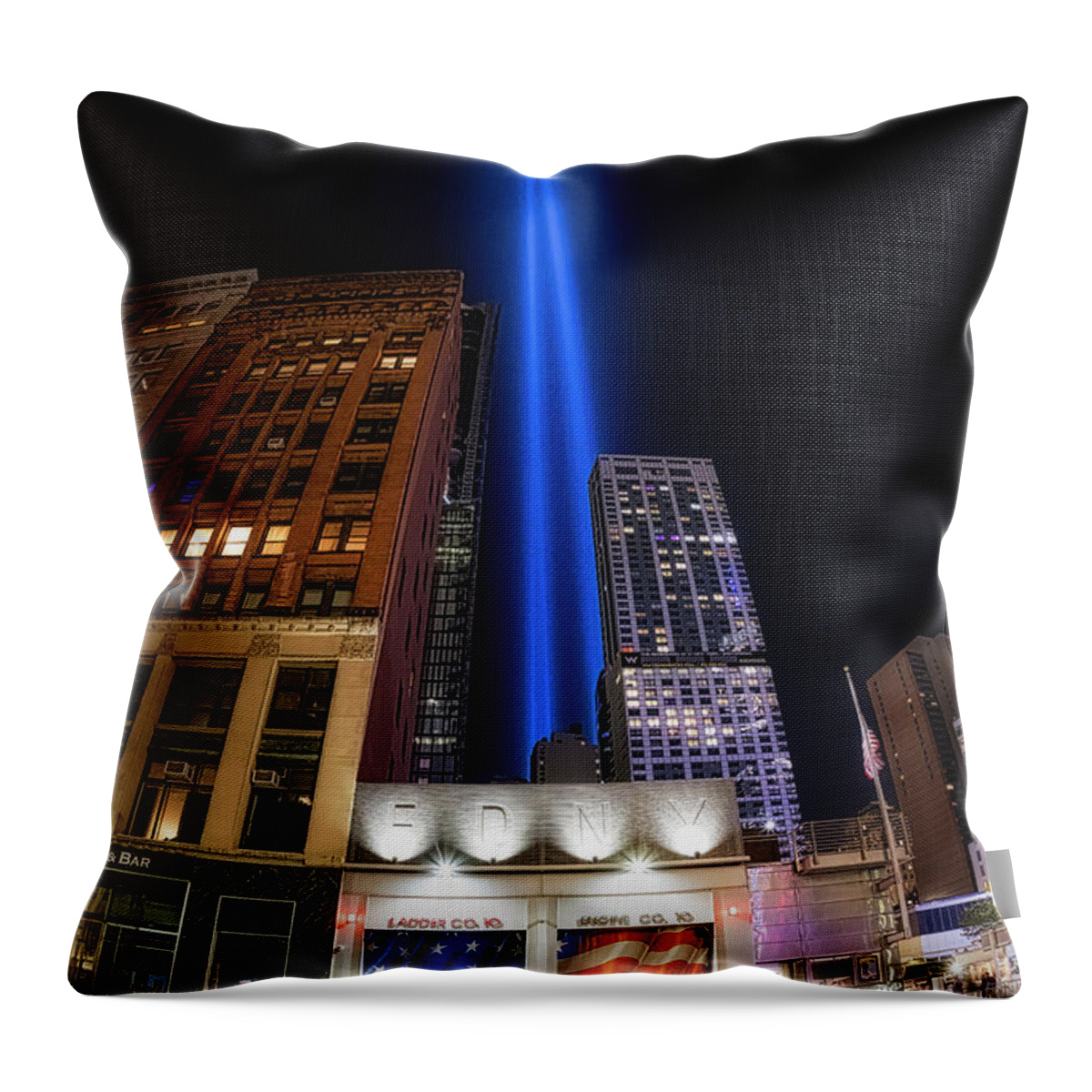 Fdny Throw Pillow featuring the photograph FDNY Ladder Co 10 by Susan Candelario