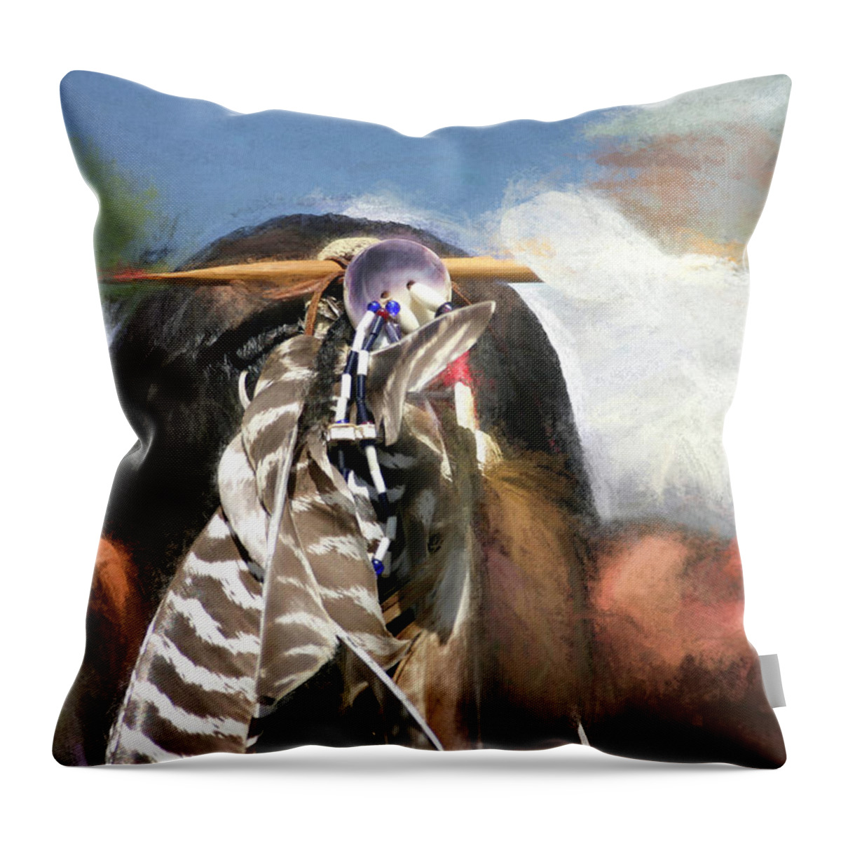 American Throw Pillow featuring the photograph Feathers at a Powwow by Wayne King
