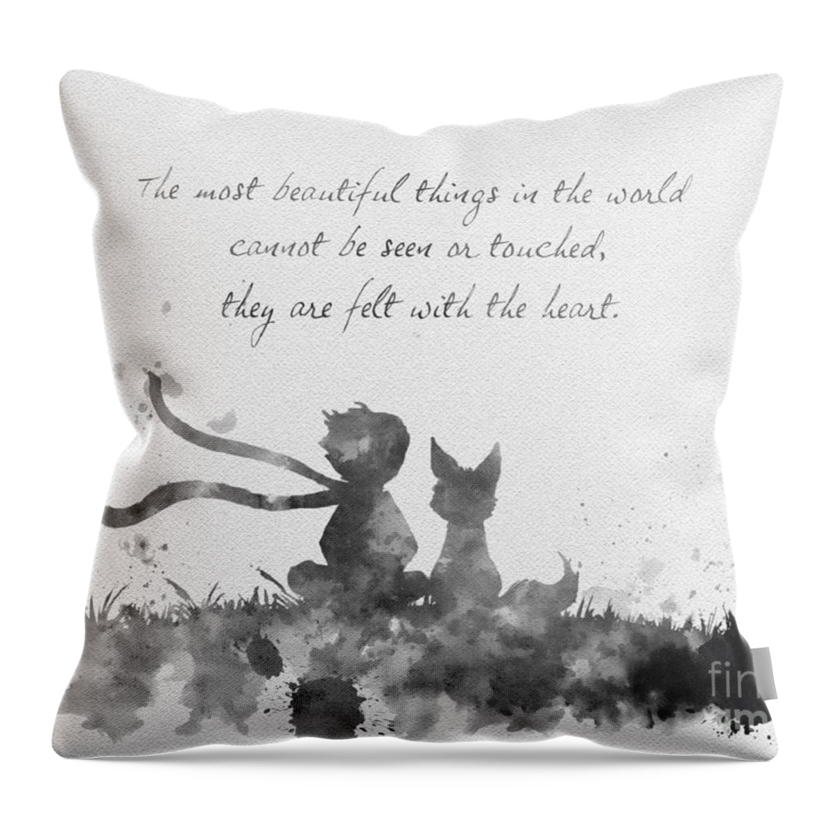 Little Prince Throw Pillow featuring the photograph Felt With The Heart Black and White by My Inspiration