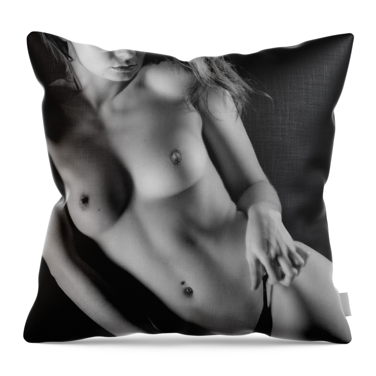 Ralf Throw Pillow featuring the photograph Female Act Bw by Ralf Kaiser