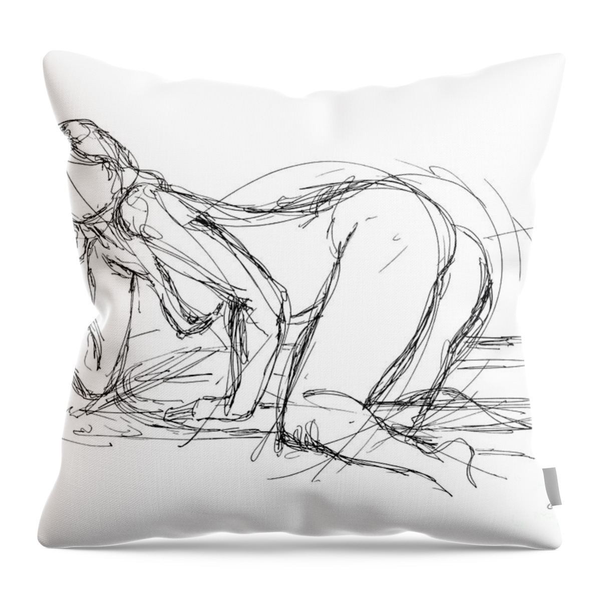 Female Erotic Drawings Throw Pillow featuring the drawing Female Erotic Sketches 2 by Gordon Punt