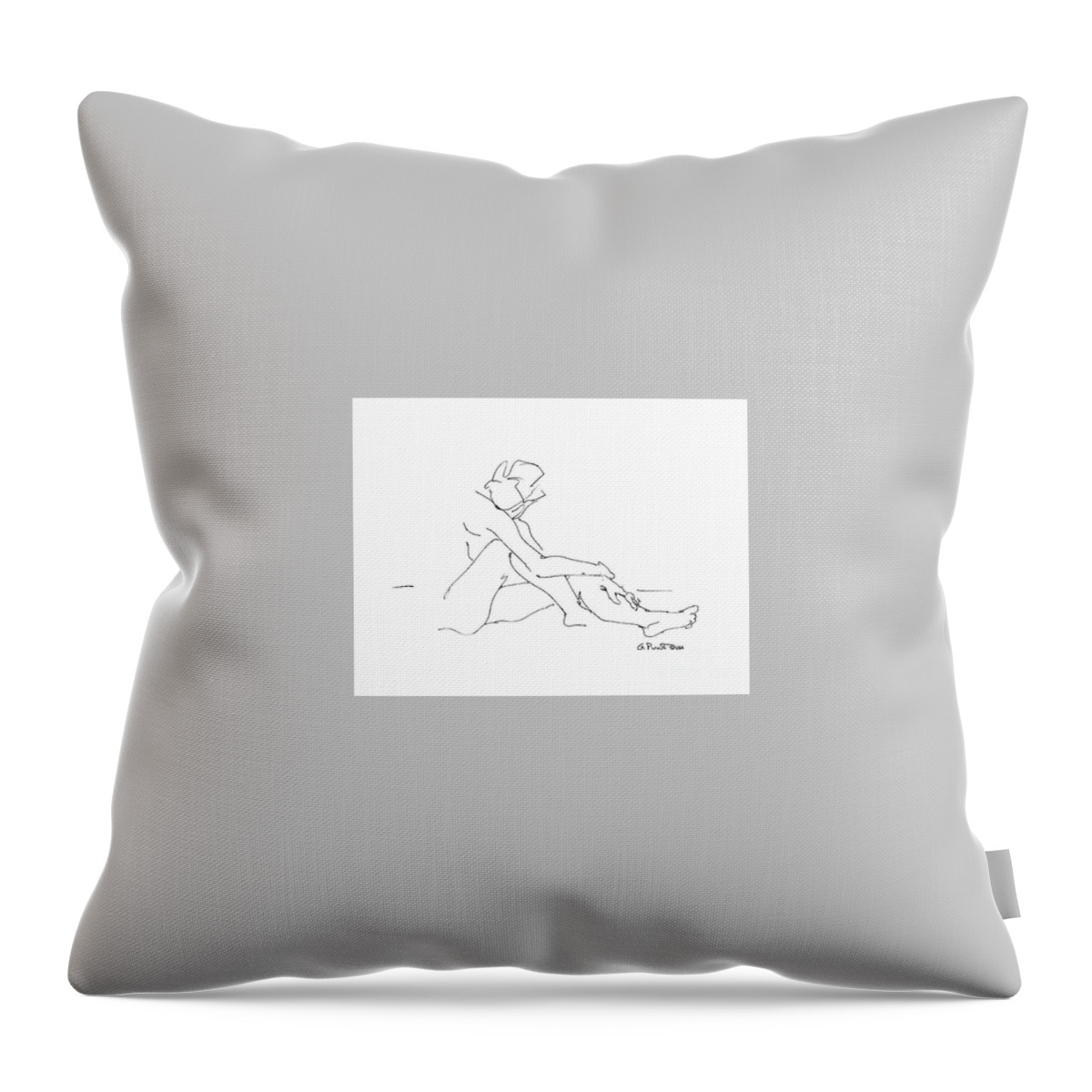 Female Throw Pillow featuring the drawing Female Figure Drawing 45 by Gordon Punt
