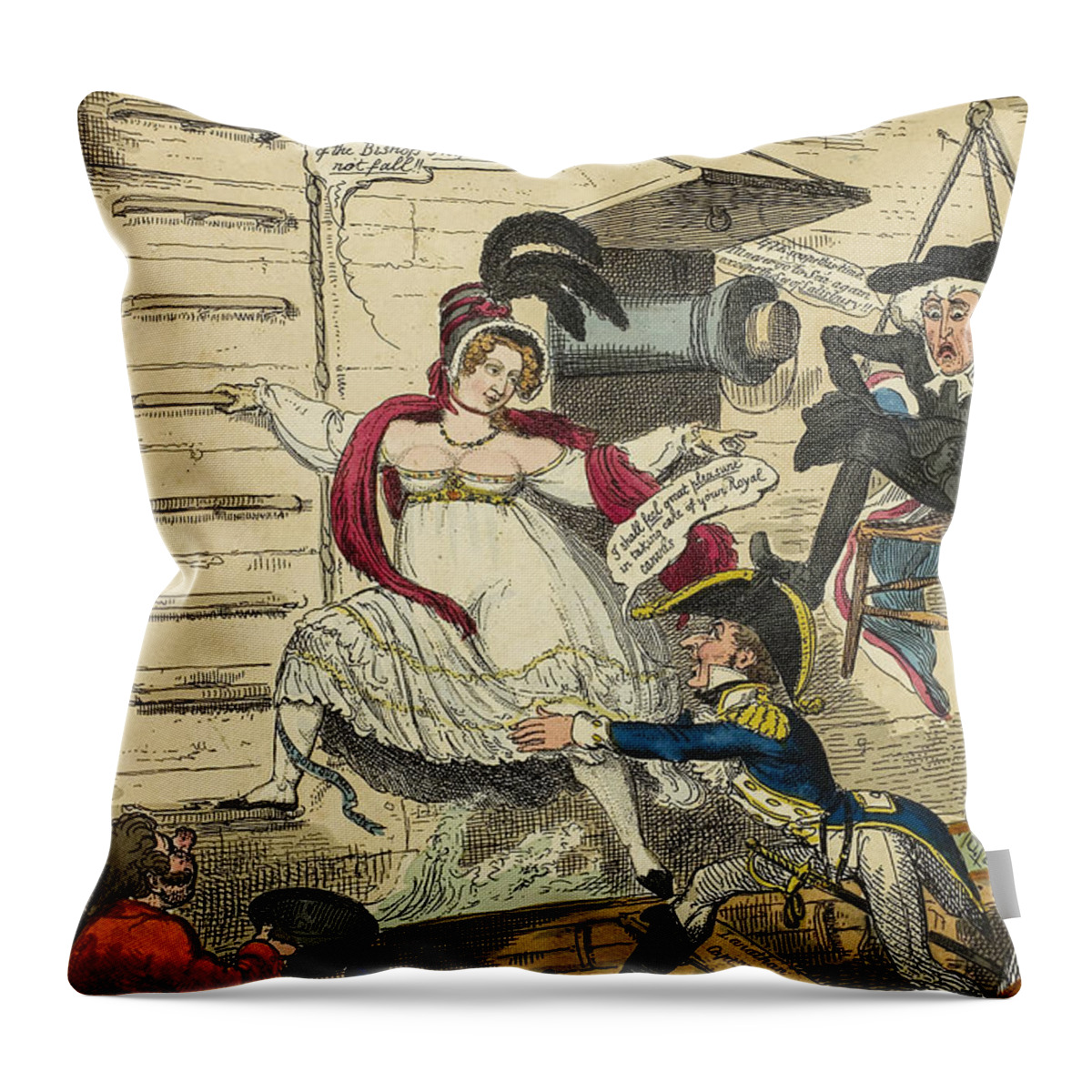 19th Century Artists Throw Pillow featuring the relief Female Intrepidity by George Cruikshank