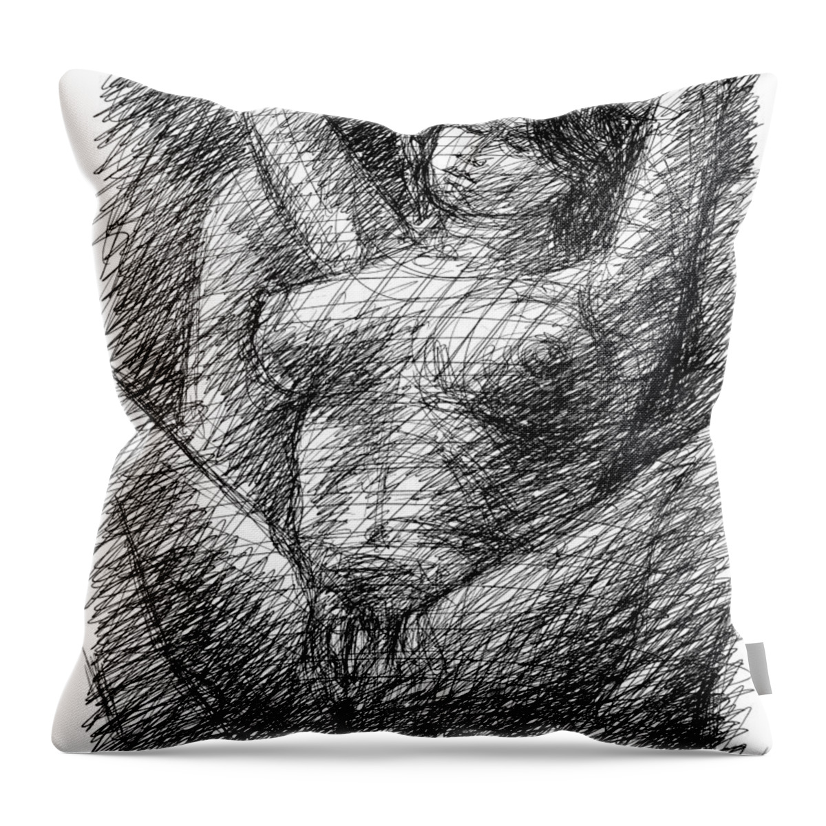 Female Erotic Drawings Throw Pillow featuring the drawing Female-Sexy-Drawings-10 by Gordon Punt