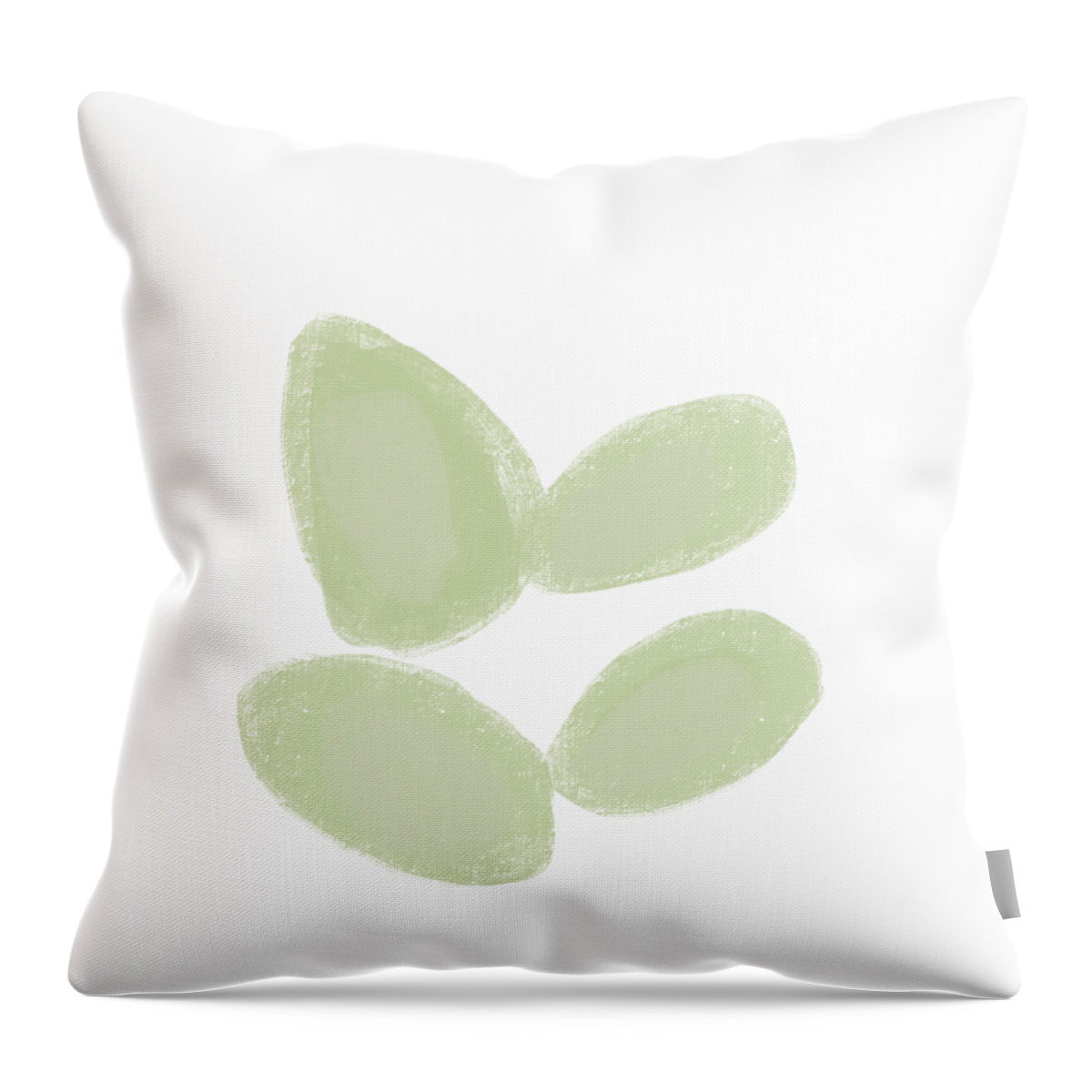 Tea Green Throw Pillow featuring the digital art Fenna 3 - Minimal, Modern - Contemporary Abstract Painting - Tea Green by Studio Grafiikka