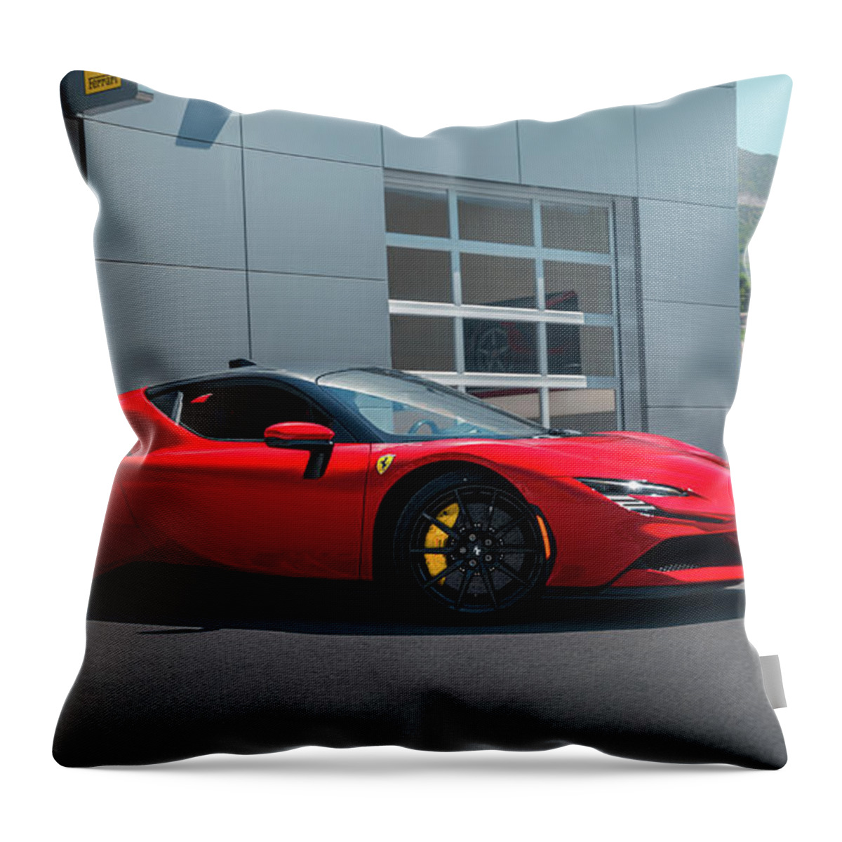 Ferrari Throw Pillow featuring the photograph Ferrari SF90 by David Whitaker Visuals