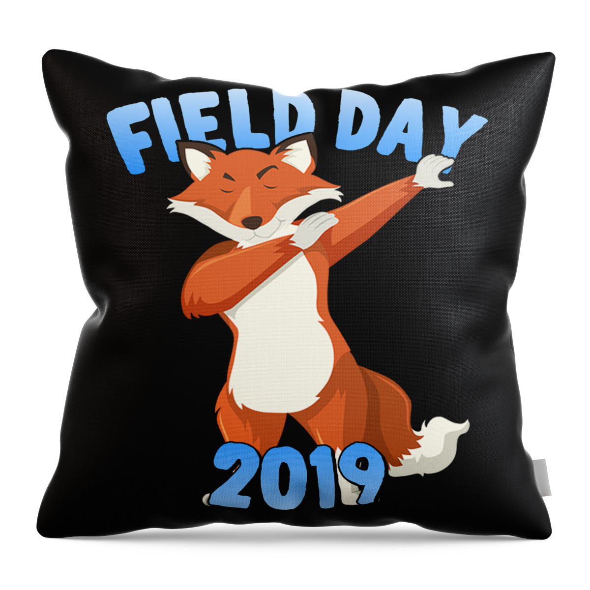 School Throw Pillow featuring the digital art Field Day 2019 Dabbing Fox by Flippin Sweet Gear