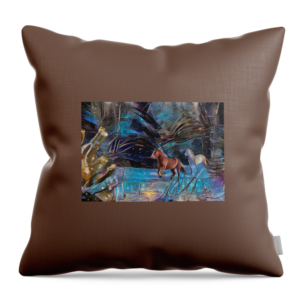 Belgian Horse Throw Pillow featuring the digital art Field Gallop 1 by Listen To Your Horse