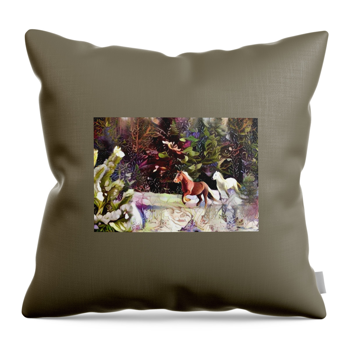 Belgian Horse Throw Pillow featuring the digital art Field Gallop 2 by Listen To Your Horse