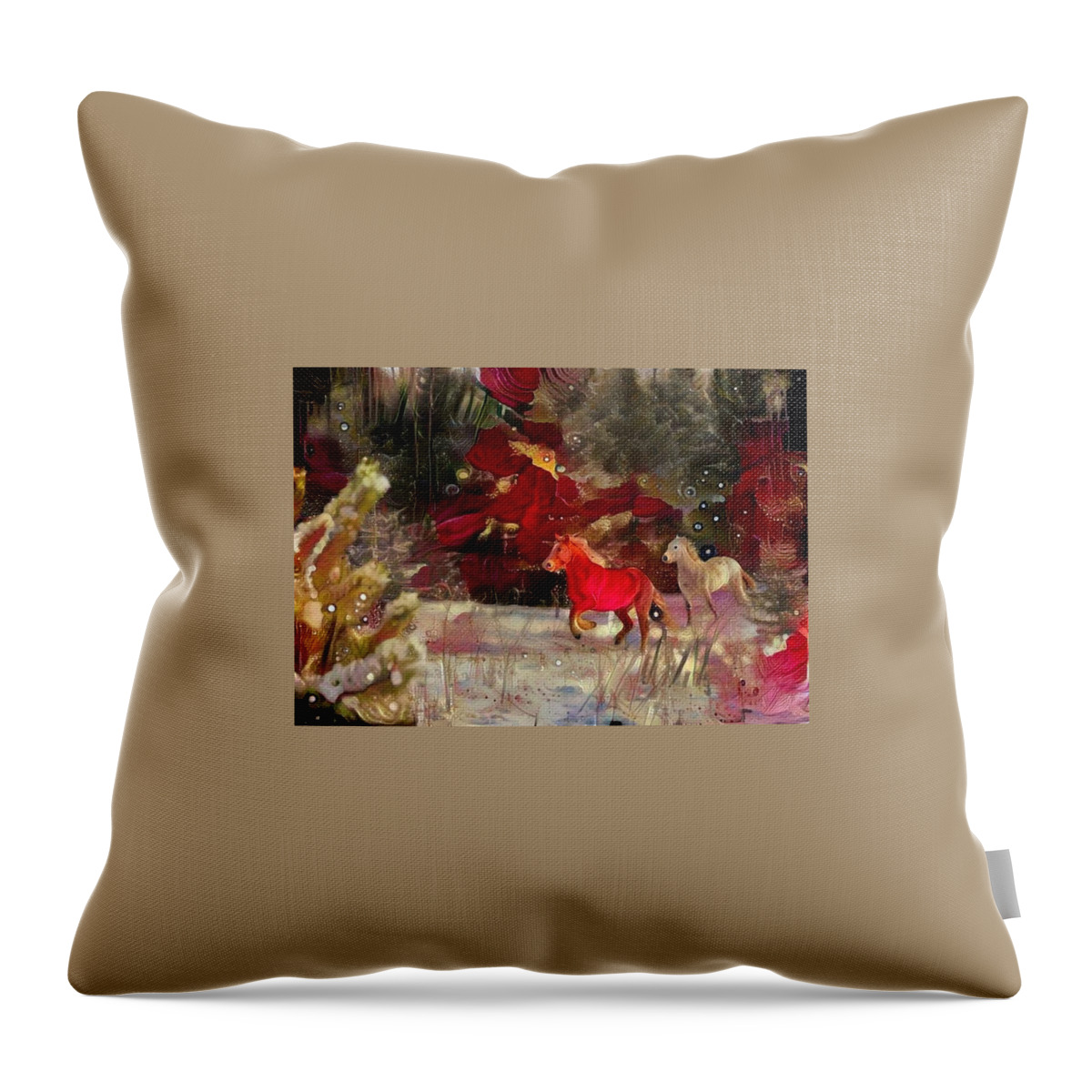 Belgian Horse Throw Pillow featuring the digital art Field Gallop 3 by Listen To Your Horse