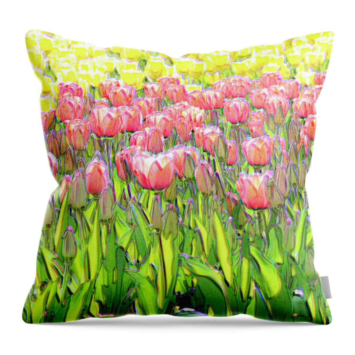 Nature Throw Pillow featuring the photograph Field of Tulips by Bentley Davis